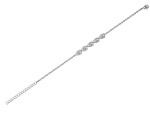 Royal Fashion zlacený náramek 18k bílé zlato s krystaly Swarovski Srdce DBS0099-WG