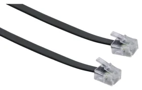 Schwaiger telefonní kabel RJ11-RJ11 plochý černá / Telefonní kabel / 6 m / 4 žíly (TAL6331533)