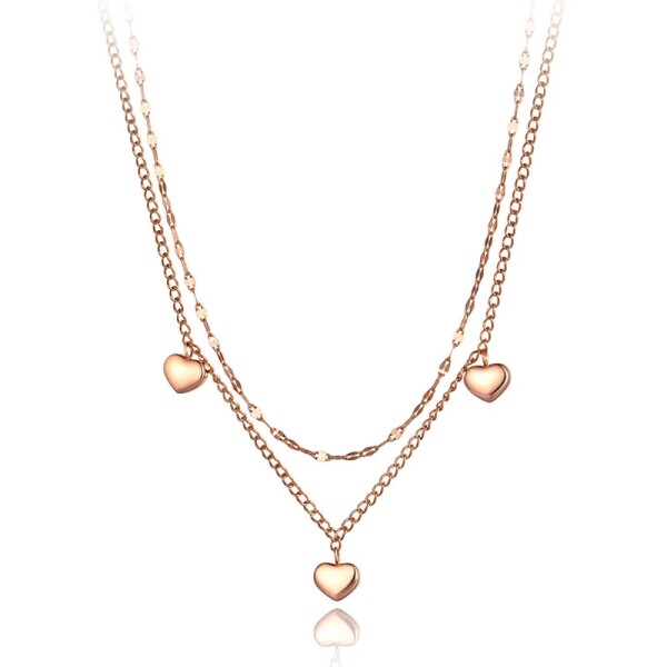 Ocelový náhrdelník Manila - chirurgická ocel, srdce, Zlatá 40 cm + 5 cm (prodloužení)