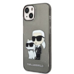 Pouzdro Karl Lagerfeld IML Glitter Karl and Choupette NFT iPhone 14 Plus černé