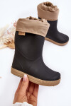 Dětské Holínky S Podšívkou Snow Wave Gokids 981 Černo-Beige 22/23