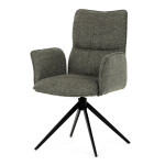 Židle jídelní, zelená látka, 360° vratný mechanismus, černý kov