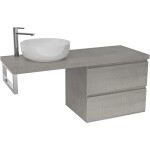 CERANO Koupelnová skříňka Carole - betonově šedá + deska pod umyvadlo Navira Pro - 36 mm + konzole chrom - 120x46x51,6 cm
