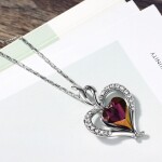 Náhrdelník Swarovski Elements True Love - srdíčko, Fialová 42 cm + 5 cm (prodloužení)