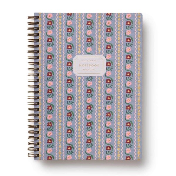 Rifle Paper Co. Kroužkový linkovaný blok Delphine, modrá barva, papír