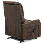 TV křeslo + eletrické polohování, hnědá látka, kov černá