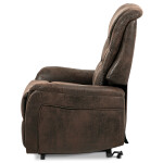 TV křeslo + eletrické polohování, hnědá látka, kov černá