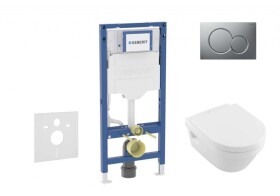 GEBERIT - Duofix Set předstěnové instalace, klozetu Architectura a sedátka softclose, tlačítko Sigma01, matný chrom SANI11CK2102