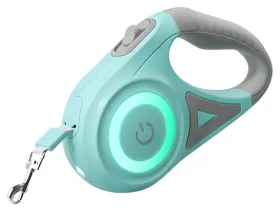 Rojeco Automatické vodítko LED zelené / Vodítko pro psy / Samonavíjecí / 5 m / RGB podsvícení / do 35 kg (RQYS-04 green)