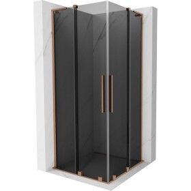 MEXEN/S - Velar L Duo sprchový kout, posuvné dveře 100 x 100, grafit, měď kartáčovaná 871-100-100-02-43-65