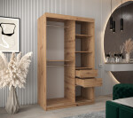 Šatní skříň Abi T1 s nástavcem Barva korpusu: Bílá, Rozměry: 250 cm, Dveře: Dub artisan