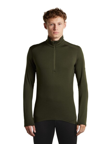 Pánské merino triko dlouhý rukáv, 1/2 zip ICEBREAKER Mens 260 Tech LS Half Zip, Dark Loden velikost: L