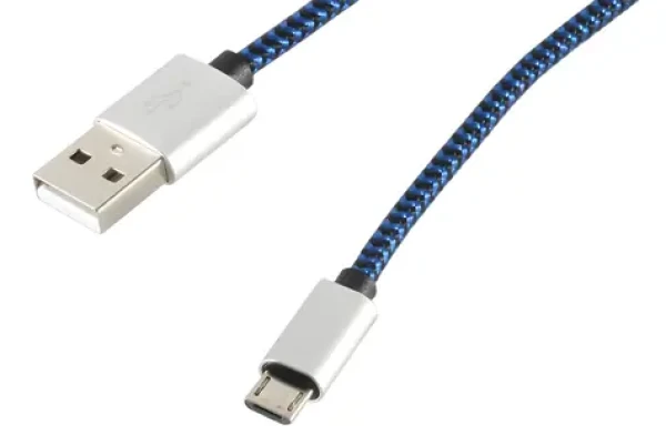 SCONN USB kabel USB-A Micro-USB B nylonový modrý / Kabel / 2 m (14-50023)