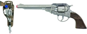 Revolver kovbojský stříbrný, kovový - 8 ran