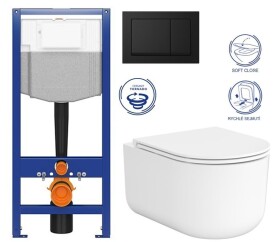 CERSANIT/S - CERSANIT předstěnový instalační systém s černým tlačítkem K97-0574 + WC CERSANIT INTRO PRO OVAL /VÍROVÉ SPLACH/+ SEDÁTKO K97-526 0574 IR1
