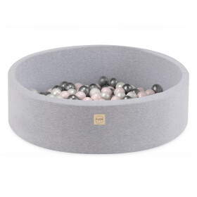 PLUSH NEST PLUSH NEST Suchý bazén kulatý Bavlna světle šedý Ø 90 × 30 cm s 200 míčky