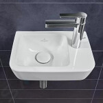 VILLEROY & BOCH - O.novo Umývátko Compact 360x250 mm, bez přepadu, 1 otvor pro baterii vpravo, CeramicPlus, alpská bílá 434337R1