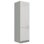Skříňka pro vestavenou lednici 60 LO-210 2F Barva korpusu: Šedá, Barva dvířek: Krémový lesk (Karmen)