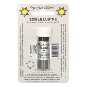 Jedlá prachová perleťová barva Sugarflair (2 g) Midnight Black (Bez E171)
