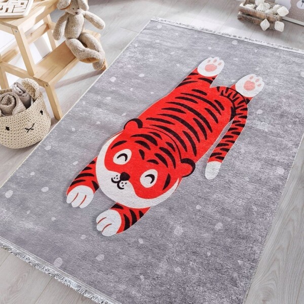 DumDekorace Koberec do dětského pokoje - šedý s tygrem Šířka: 120 cm | Délka: 180 cm