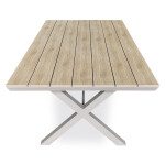 Stůl zahradní 180x100x75, deska polywood v dekoru světlého dubu, hliníková konstrukce, béžová barva