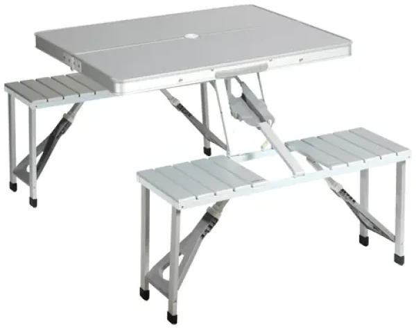 CAMPART Piknikový stůl se sezením TA-0820 / Skládací / Hliník / nosnost sedadla 100 kg / 136x86,5x67,5 cm
