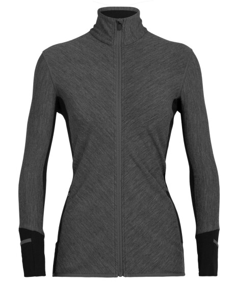 Dámská merino mikina, zip ICEBREAKER Wmns Descender LS Zip, Jet Heather/Black velikost: XL