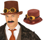 Hnědý steampunkový cylindr s brýlemi