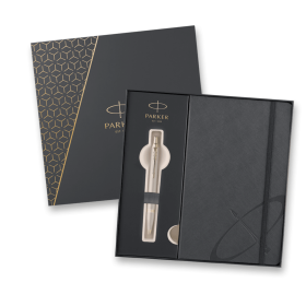 Dárková kazeta Parker IM Monochrome Champagne - sada kuličkové pero a zápisník