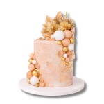 Dortisimo Zápich do dortu Sušené květy a kuličky bílo-zlato-meruňkové (17 ks)