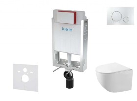 Kielle - Genesis Set předstěnové instalace, kompaktního klozetu Gaia, sedátka softclose a tlačítka Gemini II, lesklý chrom 30505SZ61