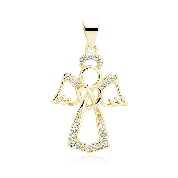 LUNICA Stříbrný přívěsek ZLATÝ ANDĚL 0149, 28 x 17 mm