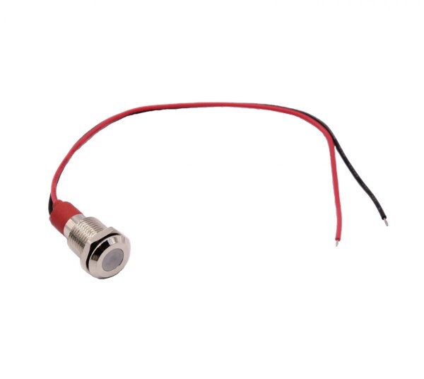 LED světelný indikátor - Bílý, 10 - 24V, 10 mm