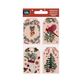 Dárková visačka 12 ks - Růžové Vánoce - Albi