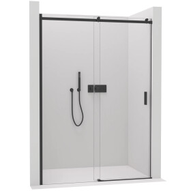 CERANO - Sprchové posuvné dveře Santoro L/P - 6 mm - černá matná, transparentní sklo - 120x195 CER-429736
