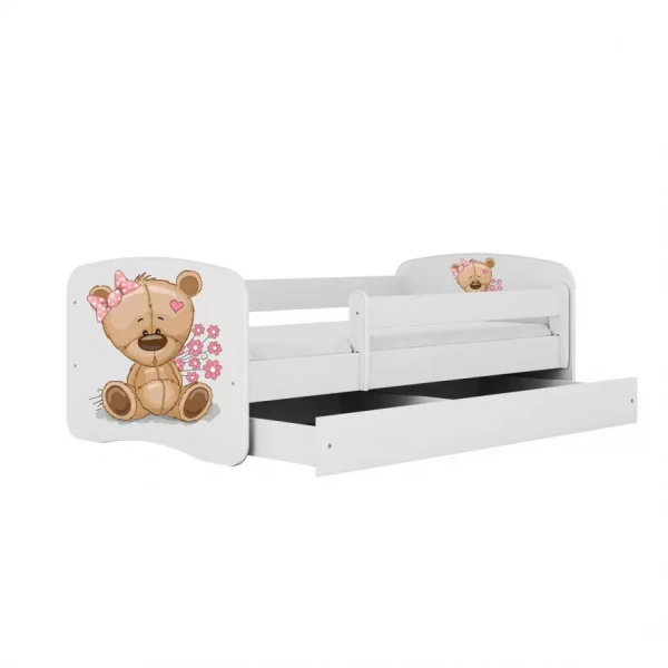 Dětská postel Babydreams+SZ bílá 80x160 Medvídek s kytičkami