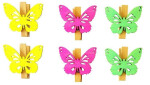 Dřevění motýli 4cm s kolíčkem - žlutý mix 6ks, 1. vydání