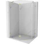 MEXEN/S - Lunar sprchový kout pětiboký křídlový levá 100 x 90, transparent, zlato kartáčovaná 831-100L-090P-55-00-L