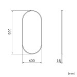 Erga Oval, oválné zrcadlo 40x90cm, černý rám, ERG-V01-OVAL-4090-BK