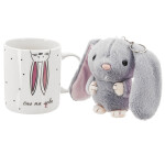 Porcelánový hrnek s plyšovým přívěskem ZAJÍČEK, 390 ml