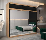 Šatní skříň Abi T3 s nástavcem Barva korpusu: Černá, Rozměry: 150 cm, Dveře: Černá
