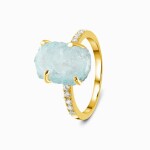 Royal Fashion prsten 14k zlato Vermeil GU-DR15554R-YELLOWGOLD-AQUAMARINE-TOPAZ Velikost: 6 (EU: 51-53)