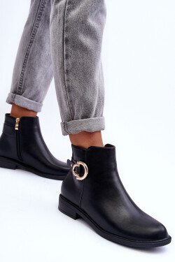 Kožené boty s plochou podpatku černé Meronei 39