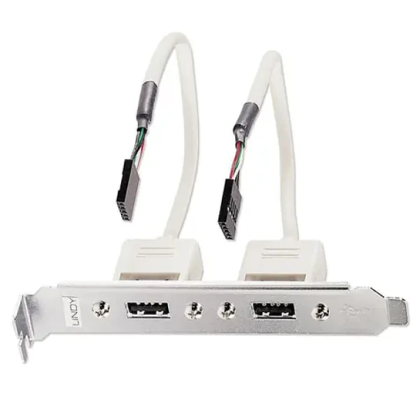 Lindy Slotblech USB adaptér / Redukce / 2x USB-A - 2x IDC 5pin / 0,2 m (33147)