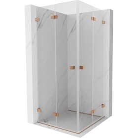 MEXEN/S - Lunar-F Duo sprchový kout skládací dveře 85 x 85, transparent, měď kartáčovaná 836-085L-085P-65-00