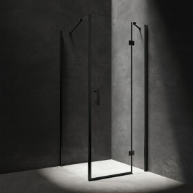 OMNIRES - MANHATTAN čtvercový sprchový kout s křídlovými dveřmi, 100 x 100 cm černá mat / transparent /BLMTR/ MH1010BLTR