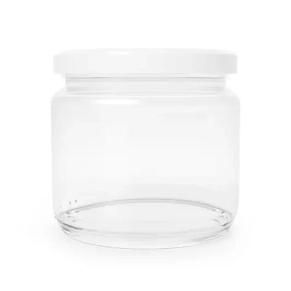 Skleněná nádoba s kovovým víčkem - GymBeam (380 ml, transparentní) (99937-1-380ml)