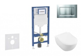 GEBERIT - Duofix Set předstěnové instalace, klozetu Subway 2.0 a sedátka softclose, tlačítko Sigma30, matný chrom/chrom SANI11CK2114