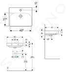 GEBERIT - Smyle Square Umyvadlo 500x410 mm, s přepadem, otvor pro baterii, bílá 500.256.01.1