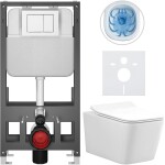CERANO - Kompletní WC set Basic/Forte - bílá lesklá - WC tlačítko Maxio/Bílá - volně stojící - předstěnová instalace - 51x36 CER-8050BD86122